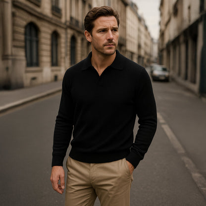 Classic Crew Neck Mens Knitted Polo Sweater