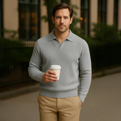 Classic Crew Neck Mens Knitted Polo Sweater