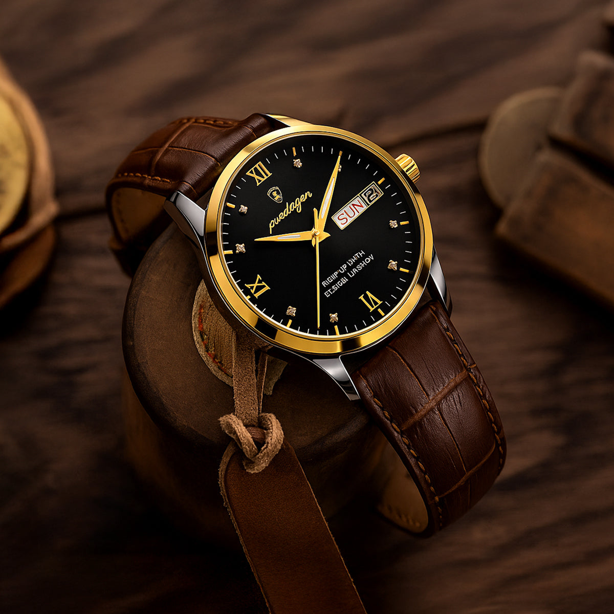 Elegant Classic Mens Watch - Genuine Leather Band