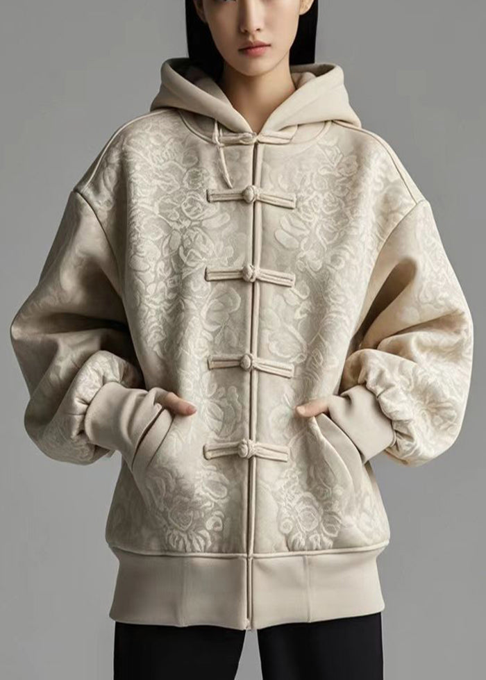 Women's Cotton Hooded Jacket Oversized Light Camel - OutfitLondon