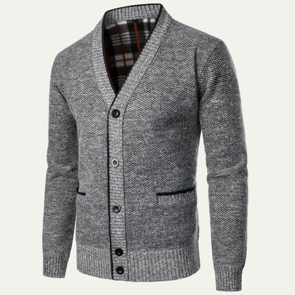 Men's Cozy Textured Button Cardigan Sweater