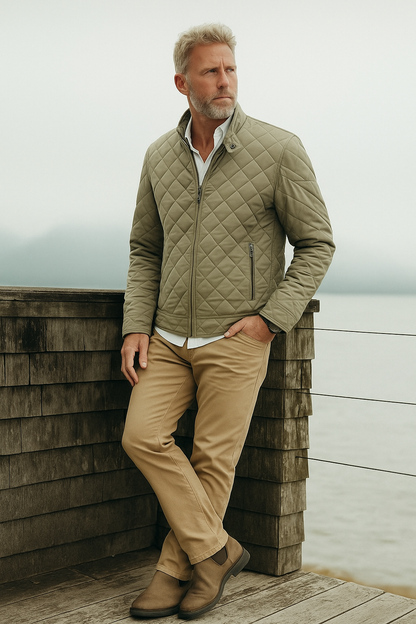 Warm Quilted Mens Bomber Coat
