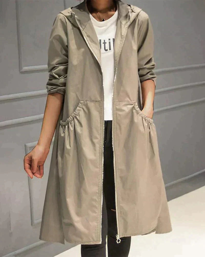 Waterproof Women's Parka Jacket with Hood and Zipper - OutfitLondon