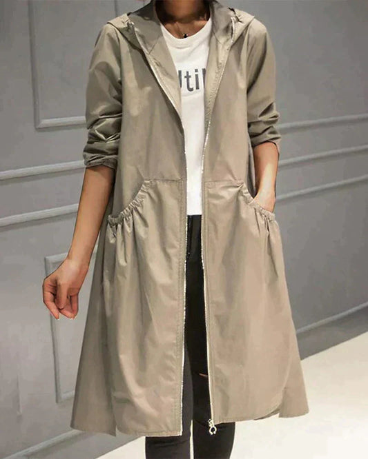 Waterproof Women's Parka Jacket with Hood and Zipper - OutfitLondon