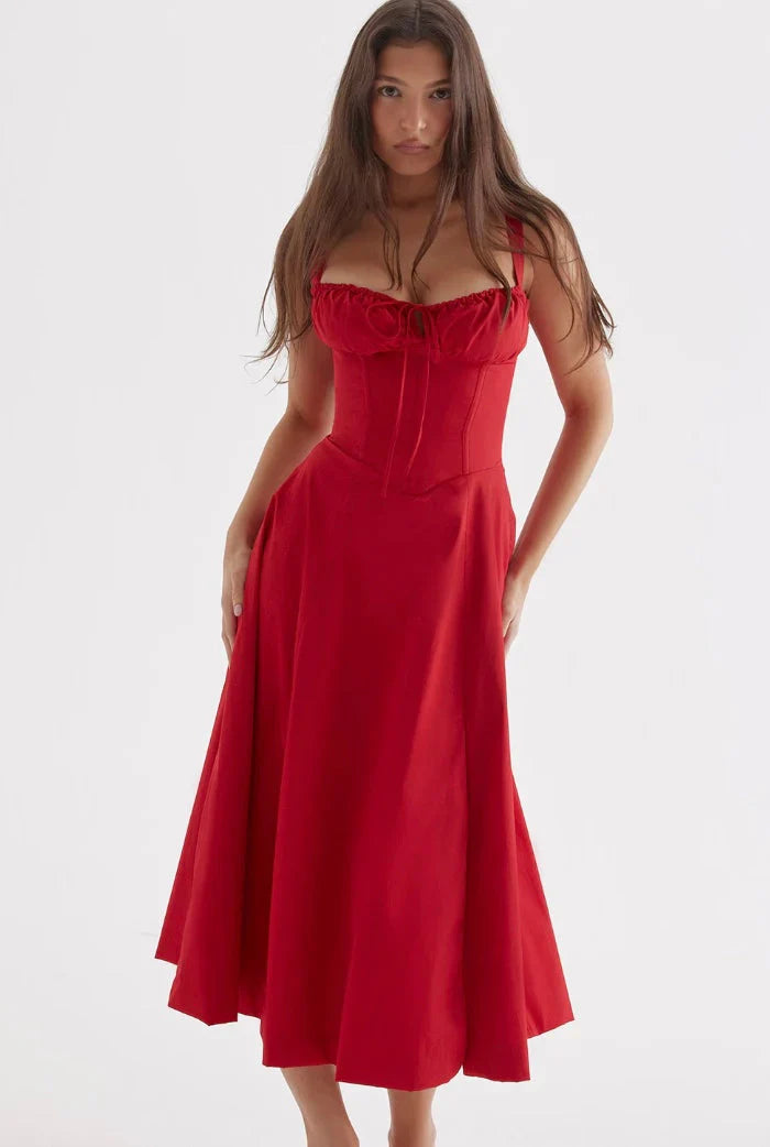 Lily Dress | Fitted Corset Top Midi Dress