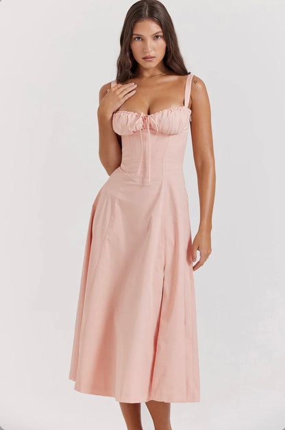 Lily Dress | Fitted Corset Top Midi Dress
