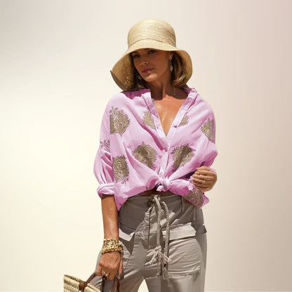 Lina Shirt | Embroidered Button-Up Shirt