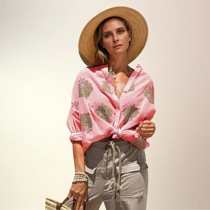 Classic Embroidered Casual Button Down Shirt - OutfitLondon