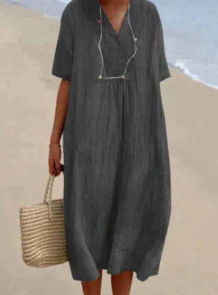 Casual Fit V-Neck Cotton Women's Dress