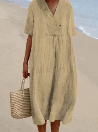 Casual Fit V-Neck Cotton Women's Dress