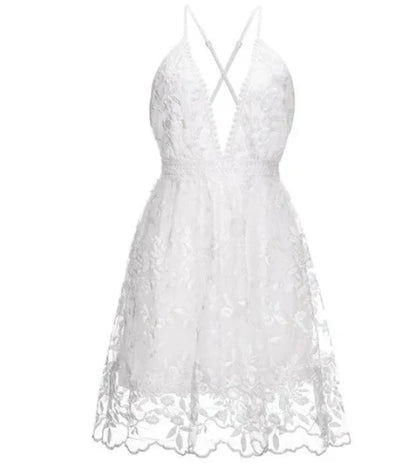 Lindsey Dress | Mini Cocktail Dress with Flower Embroidery