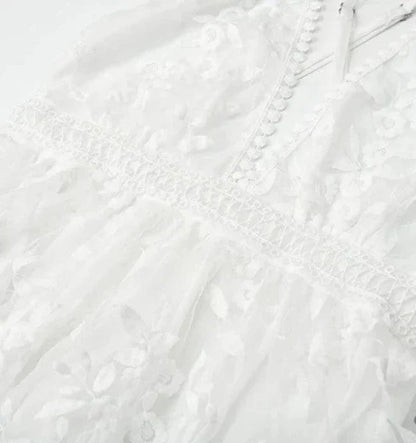 Lindsey Dress | Mini Cocktail Dress with Flower Embroidery