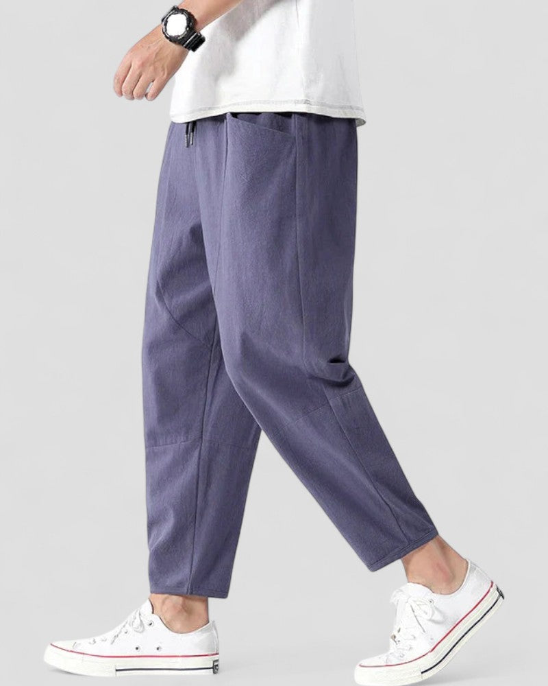 Casual Cotton Mens Relaxed Fit Trousers - OutfitLondon