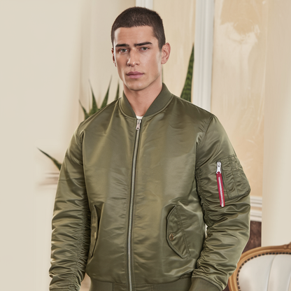 Men's Leather Pilot Bomber Jacket