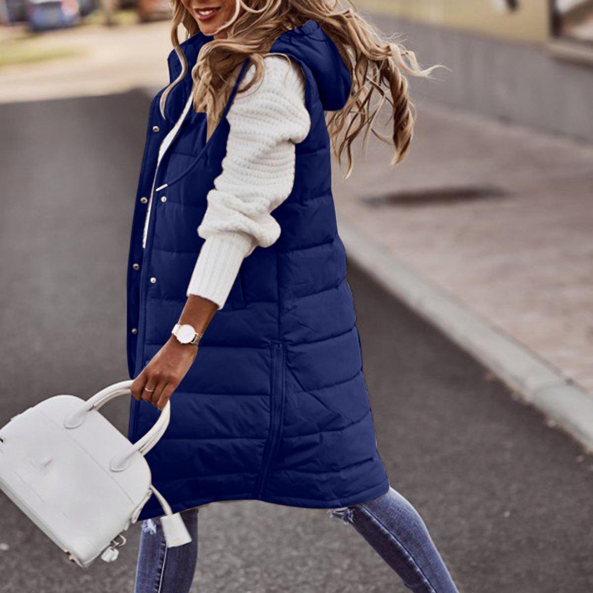 Padded Hooded Vest with Zipper Pockets