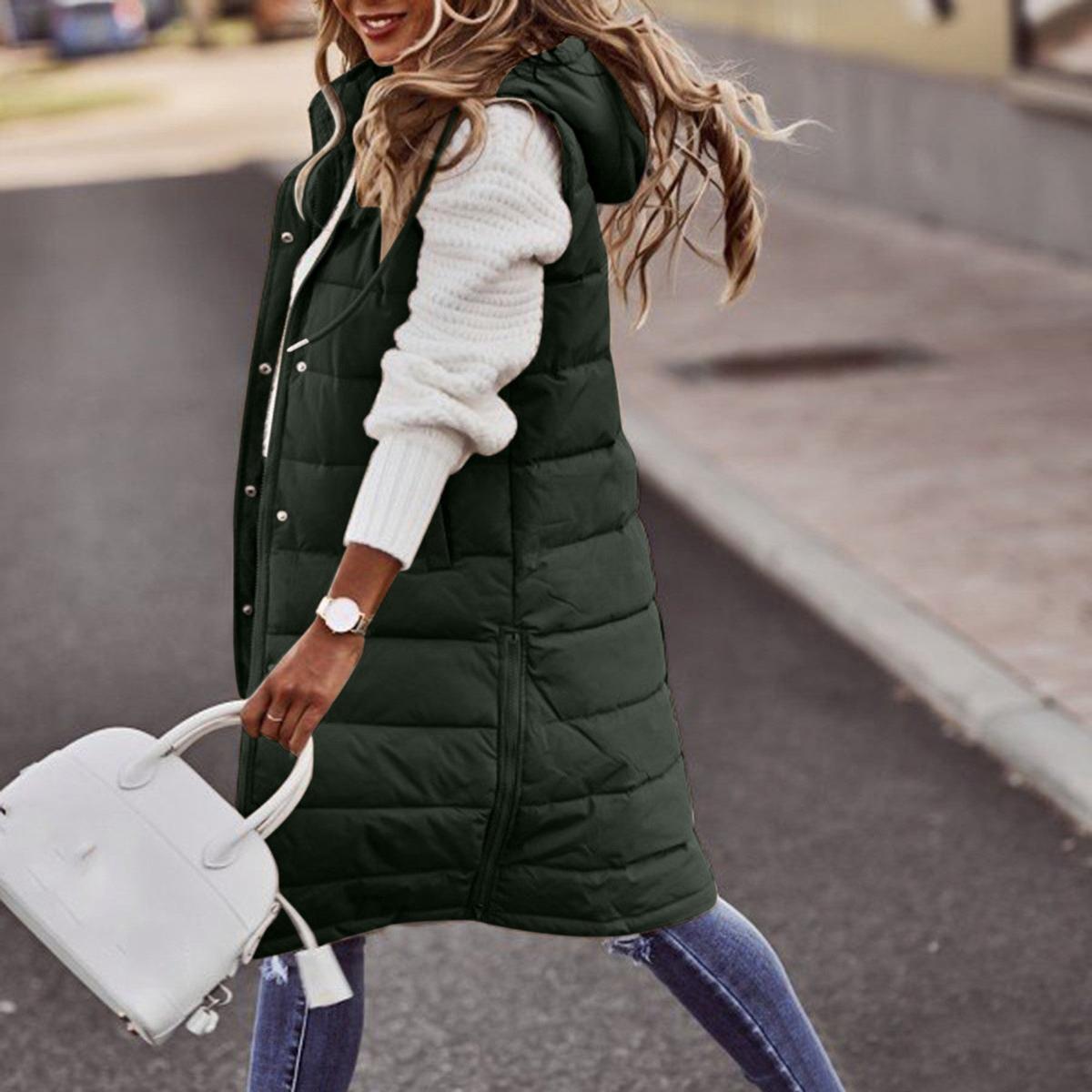 Padded Hooded Vest with Zipper Pockets