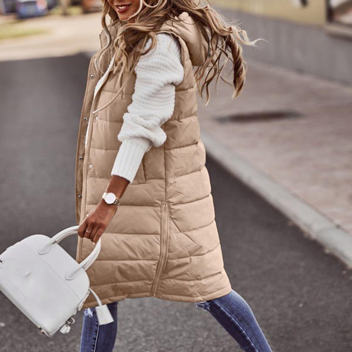 Padded Hooded Vest with Zipper Pockets
