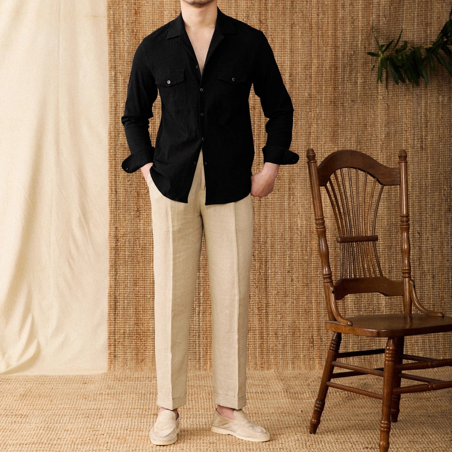 Classic Fit Shirt with Pocket and Button Front