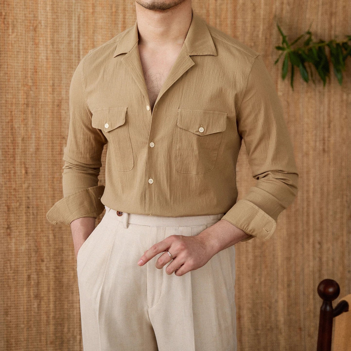 Classic Fit Shirt with Pocket and Button Front - OutfitLondon