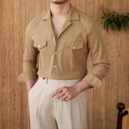 Classic Fit Shirt with Pocket and Button Front - OutfitLondon