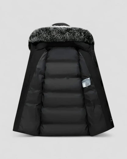 Warm Waterproof Parka Jacket with Faux Fur Hood Men