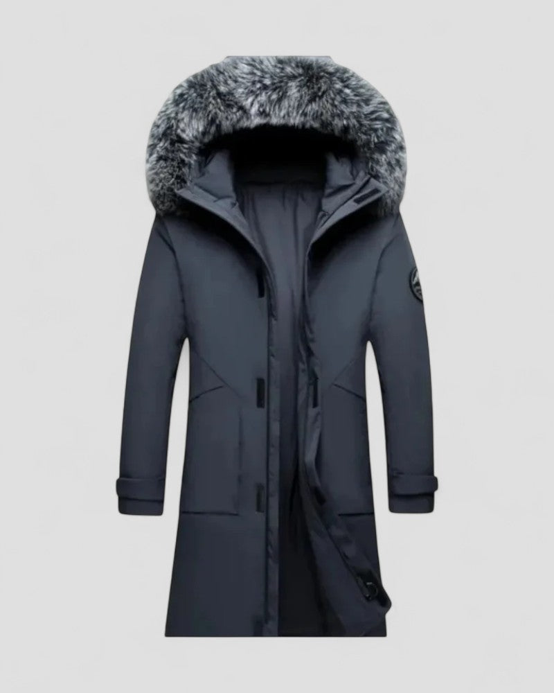 Warm Waterproof Parka Jacket with Faux Fur Hood Men