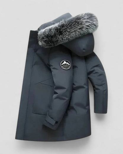 Warm Waterproof Parka Jacket with Faux Fur Hood Men