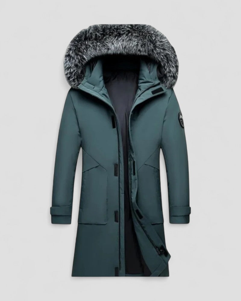 Warm Waterproof Parka Jacket with Faux Fur Hood Men