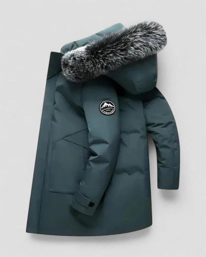 Warm Waterproof Parka Jacket with Faux Fur Hood Men