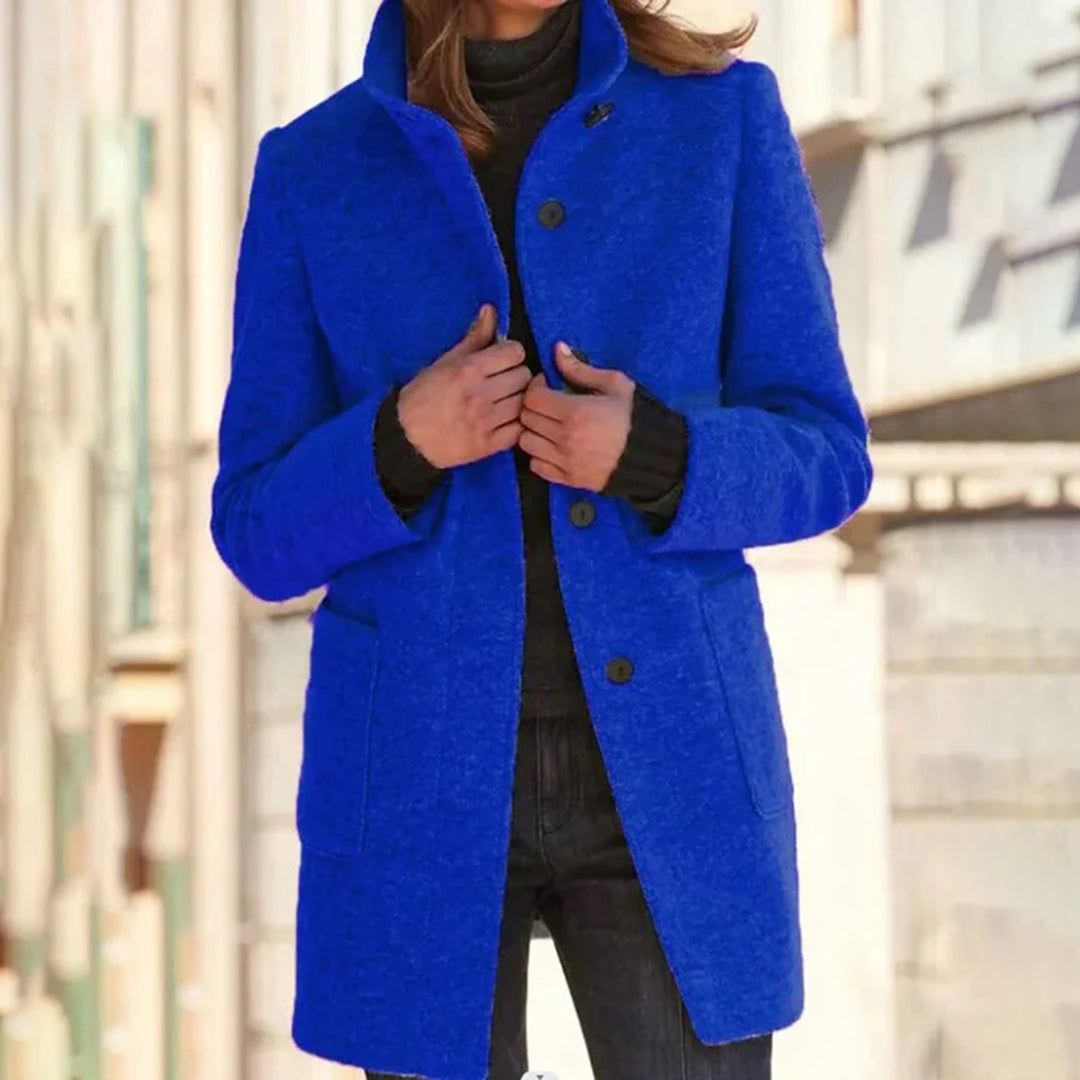 Classic Women's Long Office Coat with Smart Collar