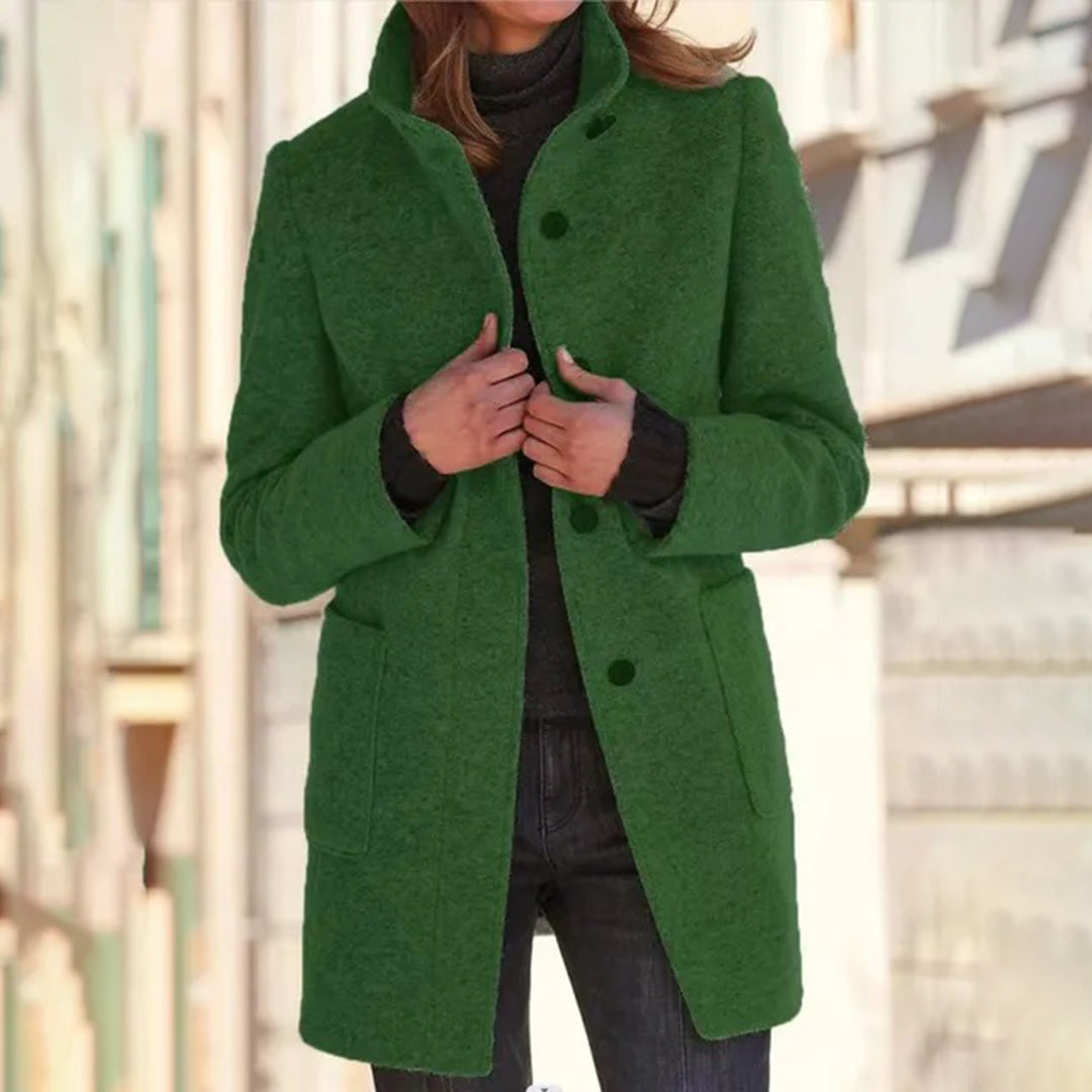 Classic Women's Long Office Coat with Smart Collar