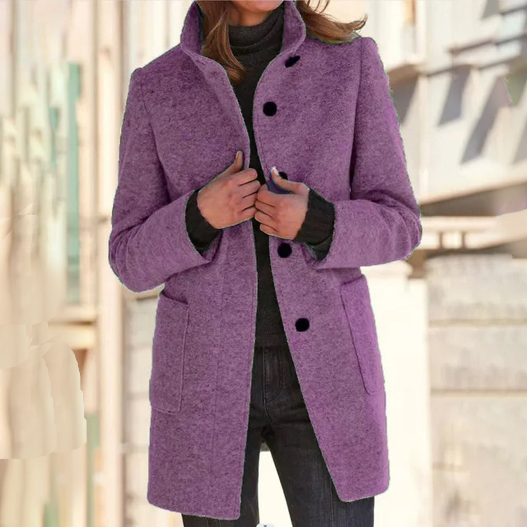 Classic Women's Long Office Coat with Smart Collar
