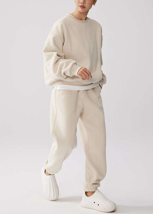 Unisex Round Neck Sweatshirt And Fleece Pants Set - OutfitLondon