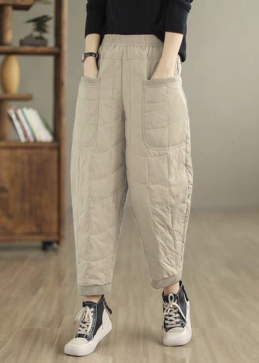 Men's Khaki Plaid Pants Cotton Lining Loose Fit - OutfitLondon