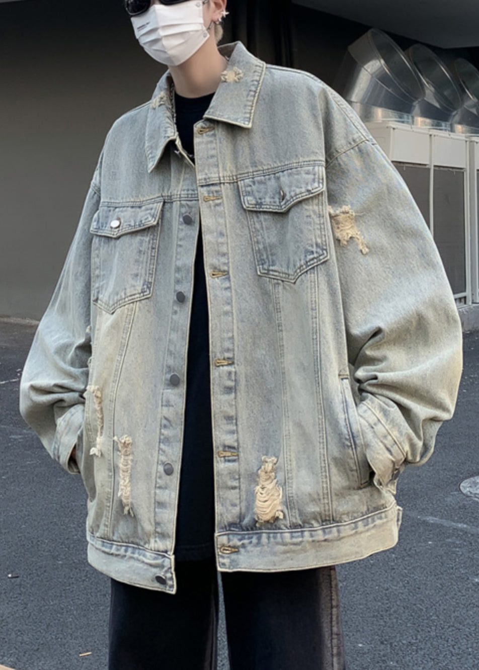 Mens Oversized Denim Jacket Light Wash - OutfitLondon