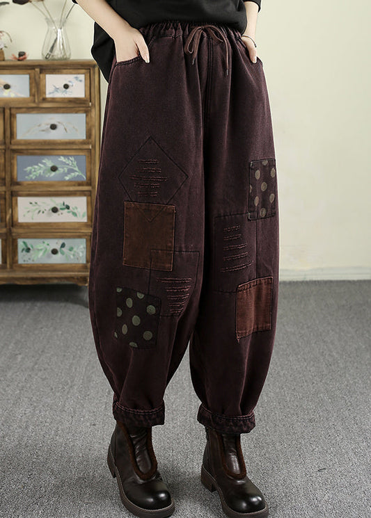 Women's Plus Size Fleece Wide Leg Pants Elastic Waist - OutfitLondon