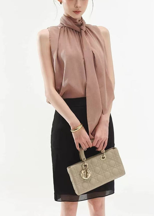Women's Silk Chiffon Two Piece Set Black - OutfitLondon