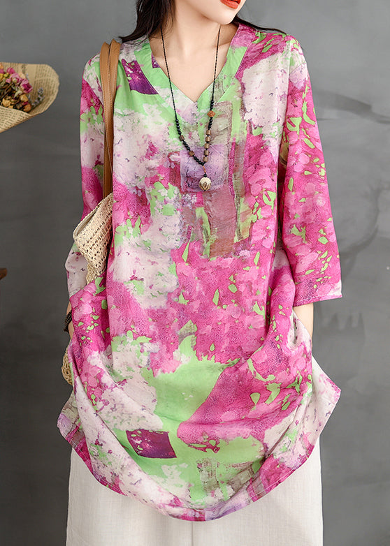 Women's Cotton Shirt Dress V Neck Braceable Sleeves Lightweight - OutfitLondon