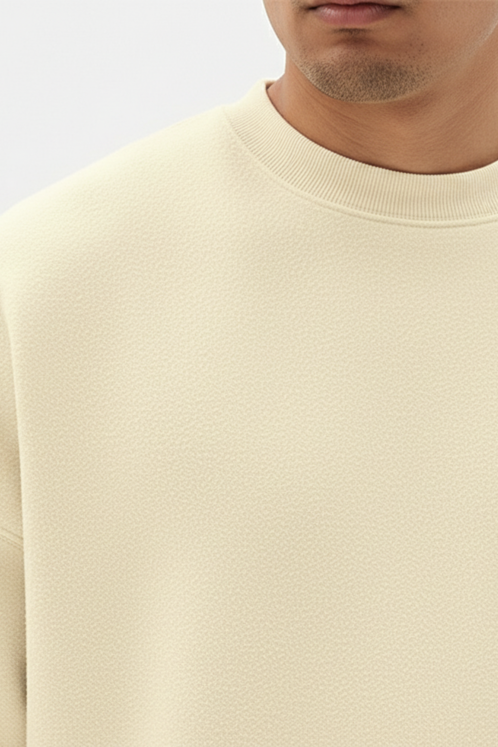 Relaxed Fit Crew Neck Sweatshirt With Raw Edge Detail