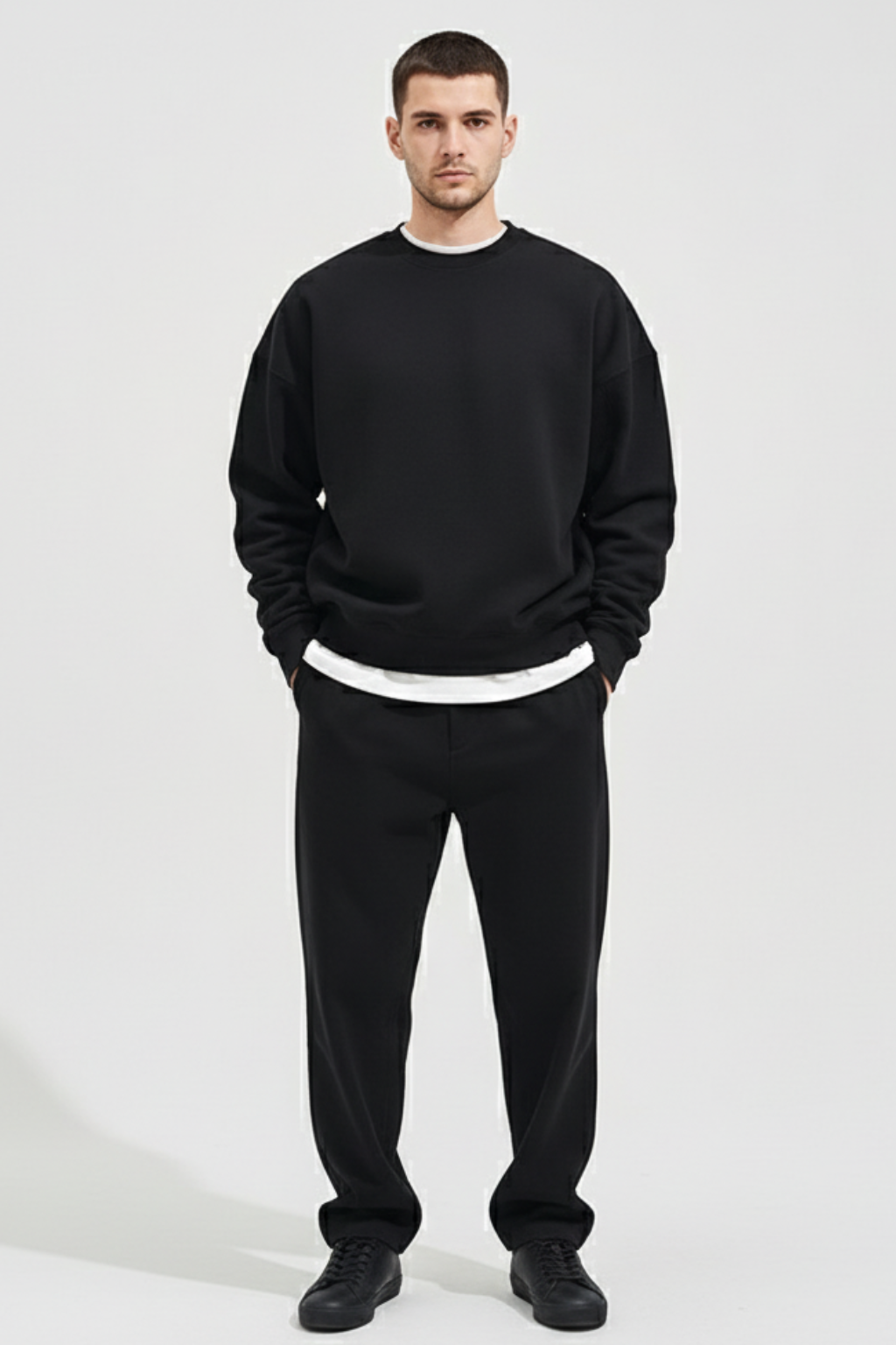 Relaxed Fit Crew Neck Mens Sweater