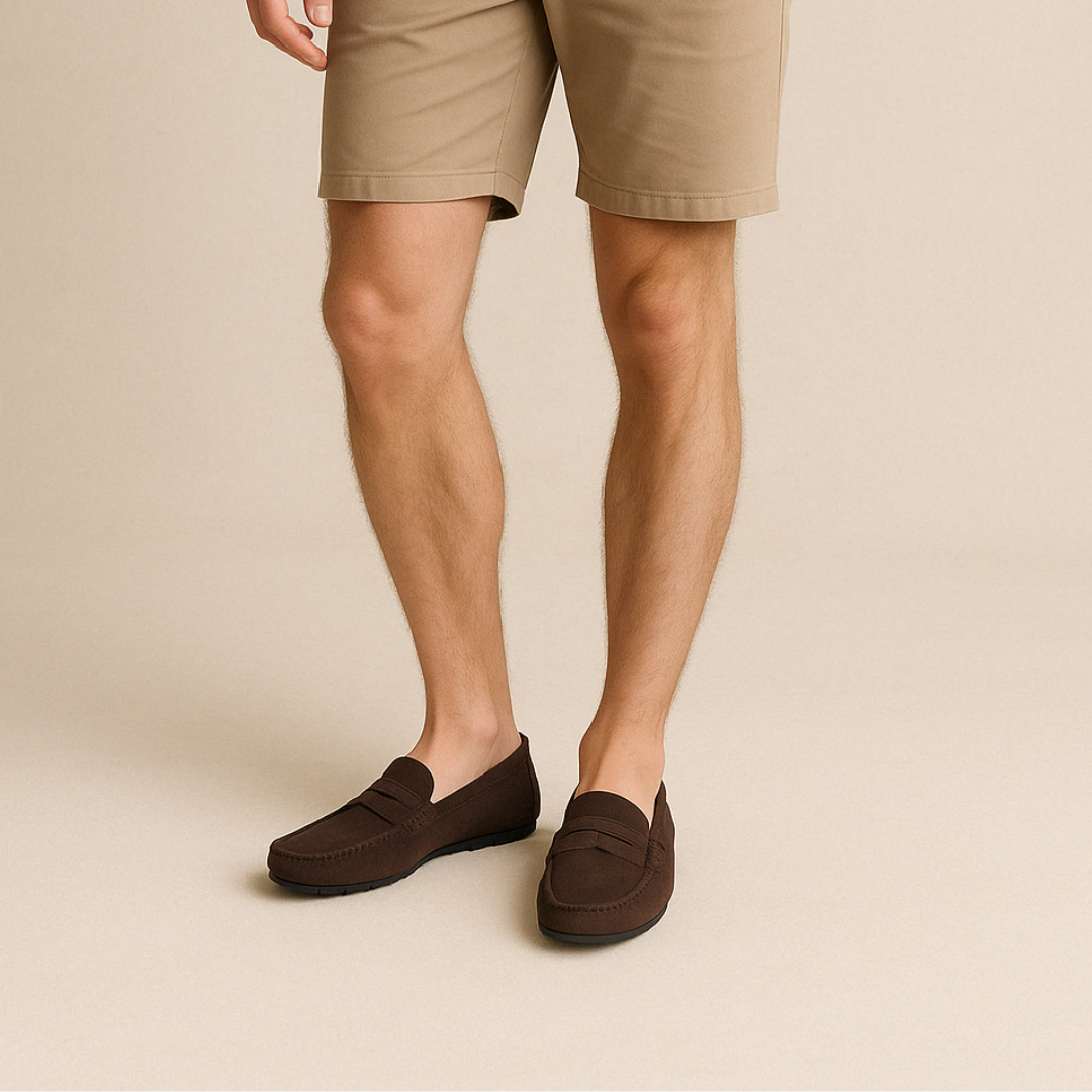 Luxury Brown Leather Driving Loafers