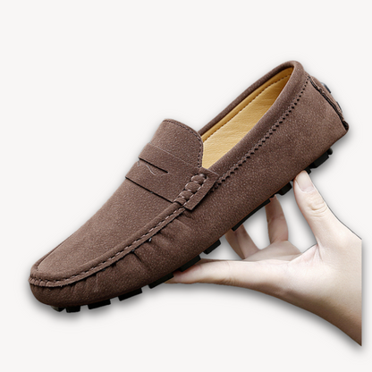 Luxury Brown Leather Driving Loafers