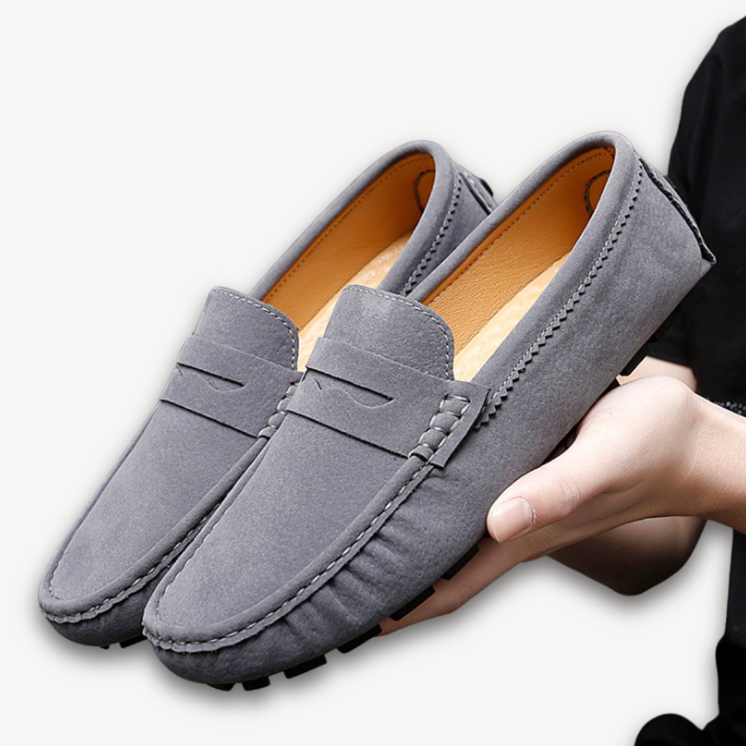 Luxury Brown Leather Driving Loafers