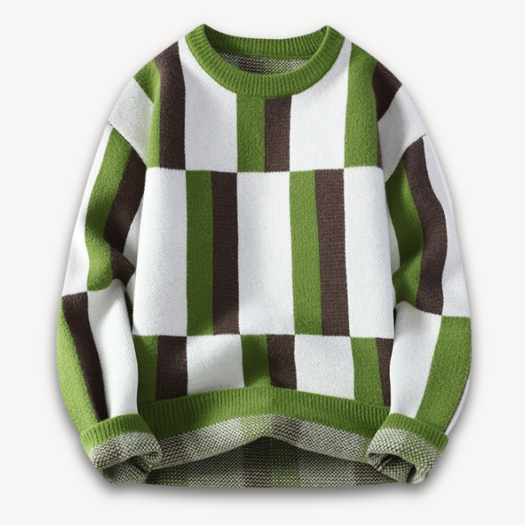 Men's Graphic Pattern Knit Crew Sweater