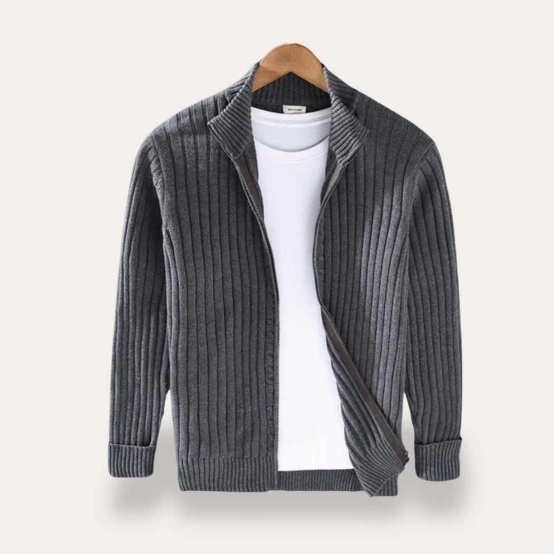 Men's Relaxed Fit Crew Neck Sweater Cardigan - OutfitLondon