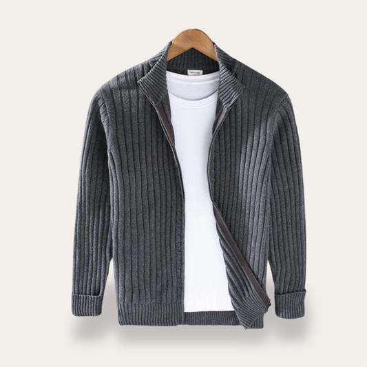 Men's Relaxed Fit Crew Neck Sweater Cardigan - OutfitLondon