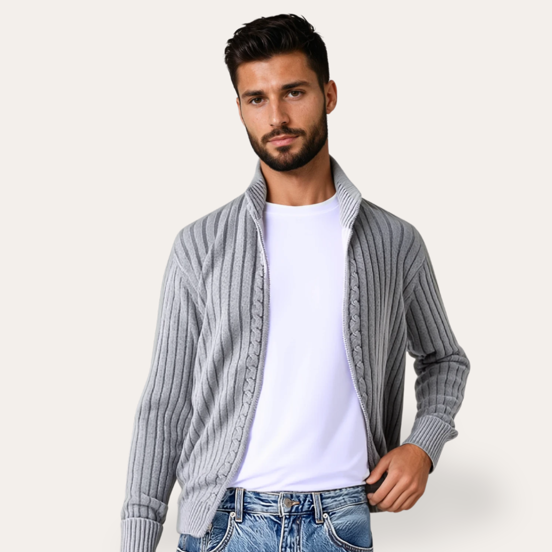 Men's Relaxed Fit Crew Neck Sweater Cardigan