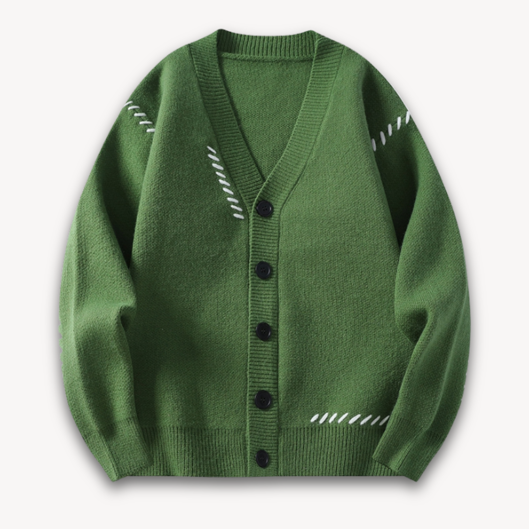 Men's Classic V-Neck Sweater with Thick Knit - OutfitLondon