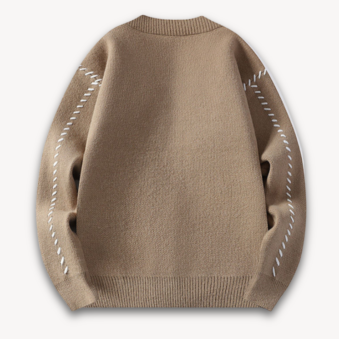 Men's Stylish Embroidered V Neck Sweater
