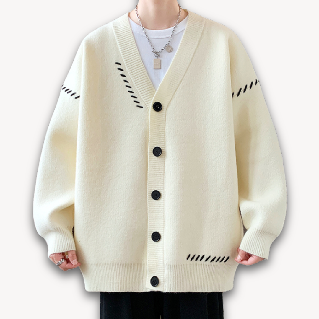 Men's Stylish Embroidered V Neck Sweater